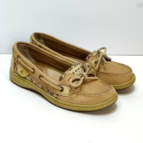 Sperry Top-Sider Angelfish 5.5M Boat Shoes Loafers Leather Upper Leopard Print - Picture 2 of 12